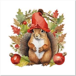 Christmas squirrel Posters and Art